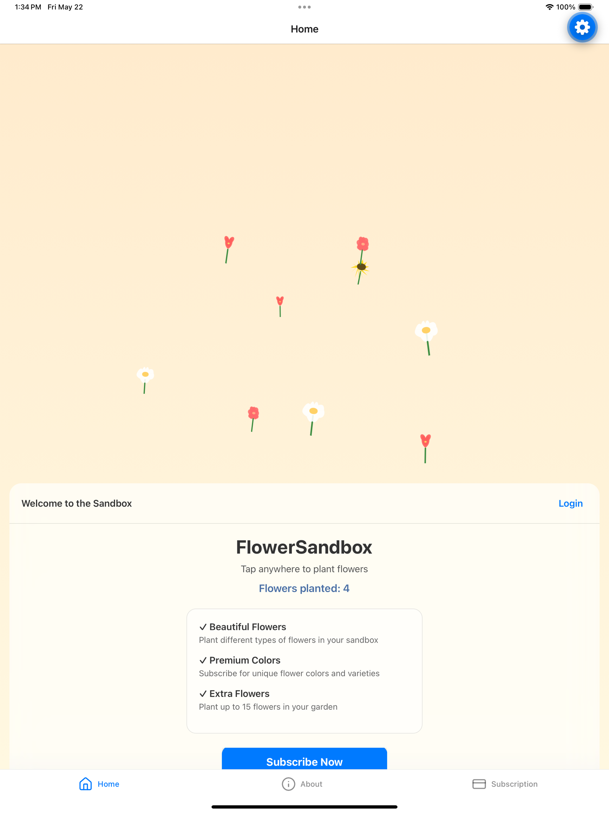 FlowerSandbox iPad App Interface