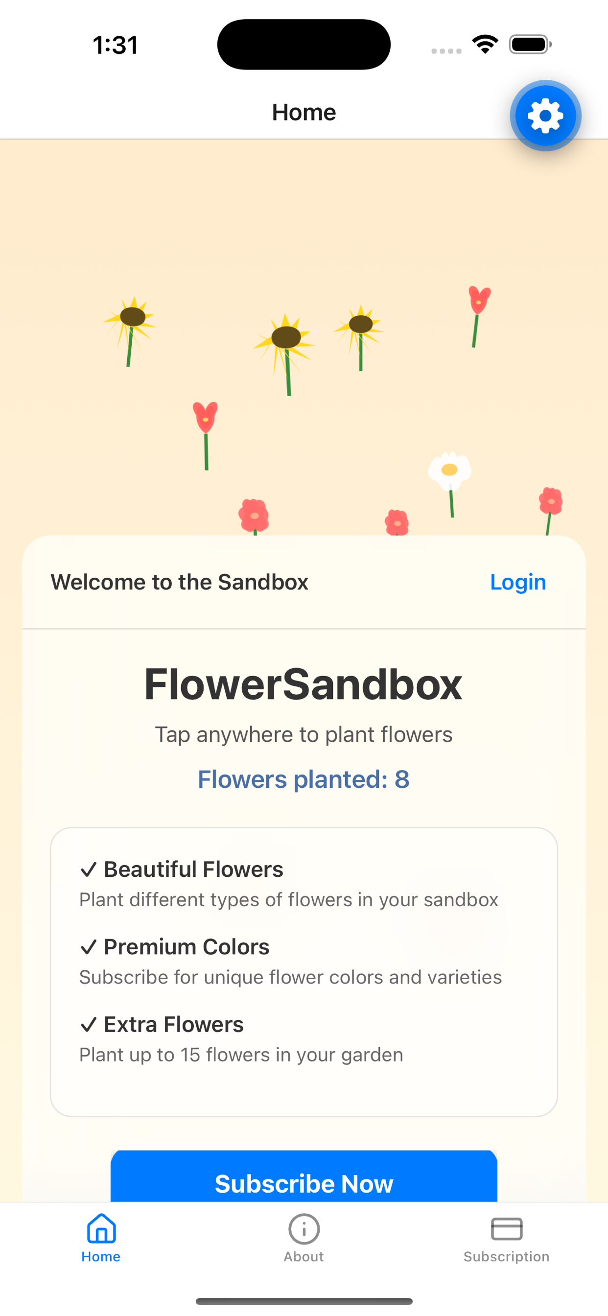 FlowerSandbox iPhone App Interface